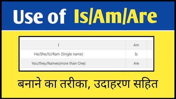 Use Of Is Am And Are In Hindi Is Am Are 